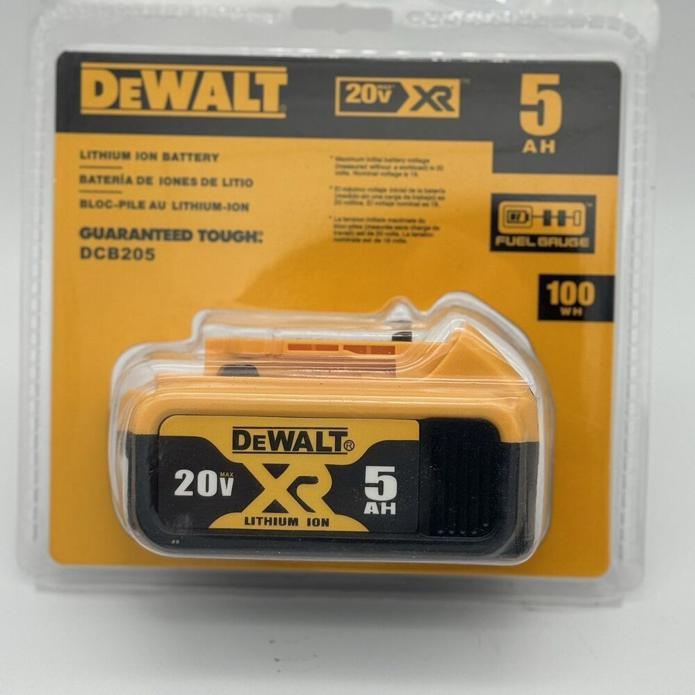 DEWALT XR 20V Max Lithium-Ion 5Ah Battery Pack DCB205 Yellow Power Tool